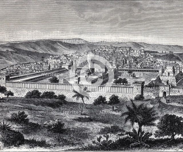 Reproduction of the Temple of Solomon in Jerusalem in the time of Jesus Christ, copy of an engrav…