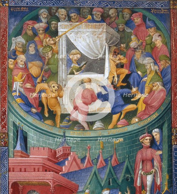 Représentation d'acteurs, mimes et jongleurs. Frontispice du manuscrit Térence dit de Martin Gouge. Creator: Anonymous.