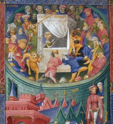 Représentation d'acteurs, mimes et jongleurs. Frontispice du manuscrit Térence dit de Martin Gouge. Creator: Anonymous