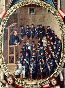 Representation of a class at the University of Salamanca