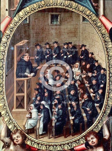 Representation of a class at the University of Salamanca.