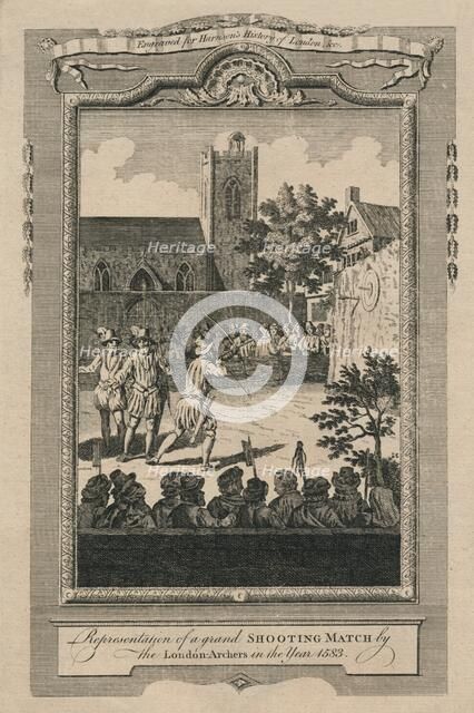 'Representation of a grand Shooting Match by the London Archers in the year 1583', (1775).  Creator: Unknown.