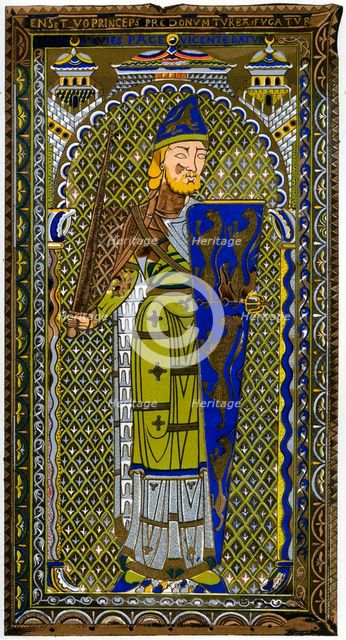 Representation of the enamel effigy of Geoffrey V on his tomb at Le Mans Cathedral, 1849.Artist: Lemercier