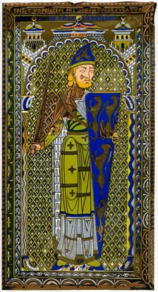 Representation of the enamel effigy of Geoffrey V on his tomb at Le Mans Cathedral, 1849.Artist: Lemercier
