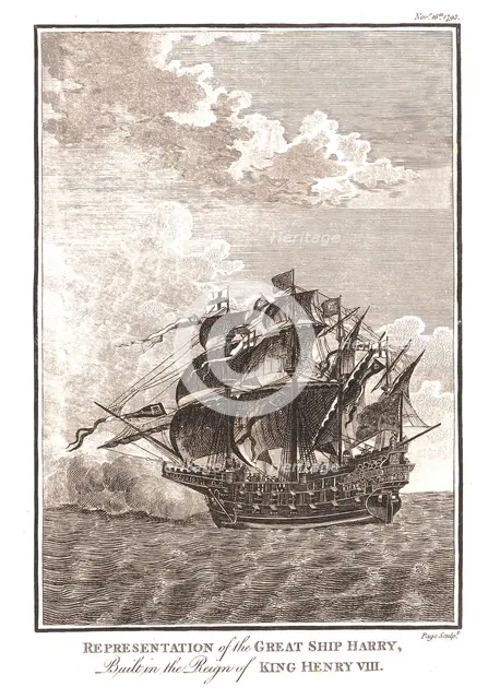 Representations of the Great Ship Harry built in the Reign of King Henry VIII, 1793. Artist: Page.