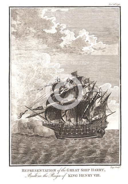 Representations of the Great Ship Harry built in the Reign of King Henry VIII, 1793. Artist: Page.