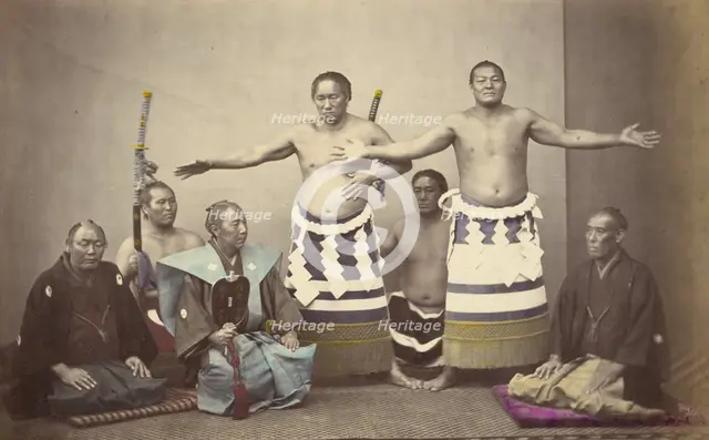 Representatives of Nio, the Japanese Hercules, 1866-1867. Creator: Felice Beato.