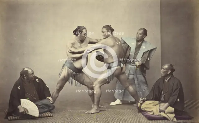 Representatives of Nio, the Japanese Hercules, 1866-1867. Creator: Felice Beato.