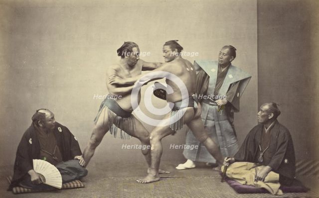 Representatives of Nio, the Japanese Hercules, 1866-1867. Creator: Felice Beato.