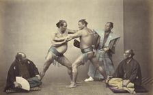 Representatives of Nio, the Japanese Hercules, 1866-1867. Creator: Felice Beato