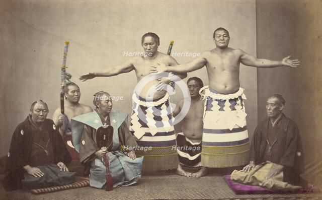 Representatives of Nio, the Japanese Hercules, 1866-1867. Creator: Felice Beato.