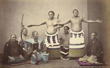 Representatives of Nio, the Japanese Hercules, 1866-1867. Creator: Felice Beato