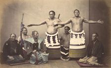 Representatives of Nio, the Japanese Hercules, 1868. Creator: Felice Beato