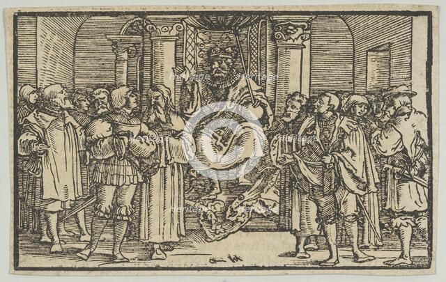 Representatives of Athens and Corinth at the Court of Archidamas, King of Sparta, from the..., 1533. Creator: Hans Schäufelein the Elder.