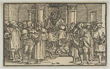 Representatives of Athens and Corinth at the Court of Archidamas, King of Sparta, from the..., 1533. Creator: Hans Schäufelein the Elder