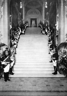 Republican guards at a reception, Town Hall, Paris, 1931.Artist: Ernest Flammarion