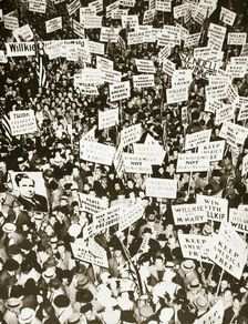 Republican supporters outside Buffalo Memorial Auditorium, New York, USA, 15 October 1940. Creator: Unknown