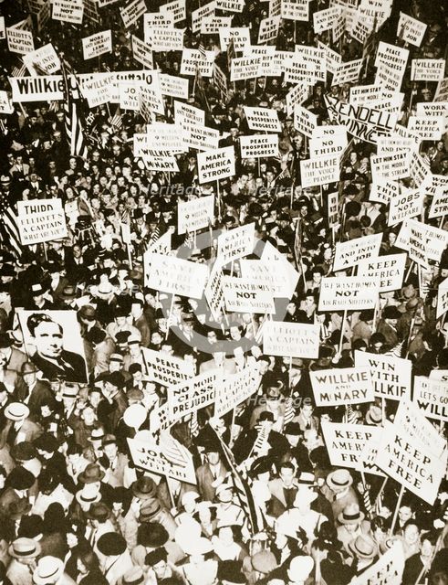 Republican supporters outside Buffalo Memorial Auditorium, New York, USA, 15 October 1940. Creator: Unknown.