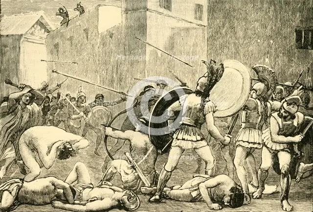 'Repulse of Pyrrhus from Sparta', 1890.   Creator: Unknown.