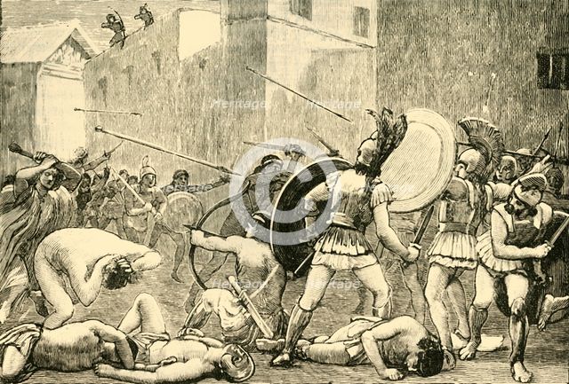 'Repulse of Pyrrhus from Sparta', 1890.   Creator: Unknown.