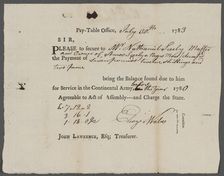 Request for compensation to be paid to Nathaniel Seely for his slave..., 1783. Creator: Unknown