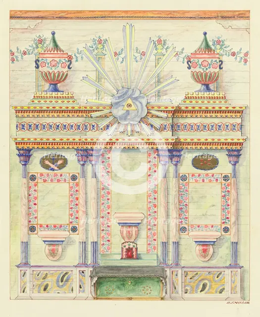 Reredos and Wall Paintings, 1937. Creator: Randolph F Miller.