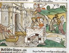 Rescue of Moses, scene in the Bible of Nuremberg written in German, 1483
