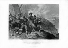 Rescue of the body of Colonel Edward Baker, Battle of Ball's Bluff, Virginia, 1862-1867.Artist: J Godfrey