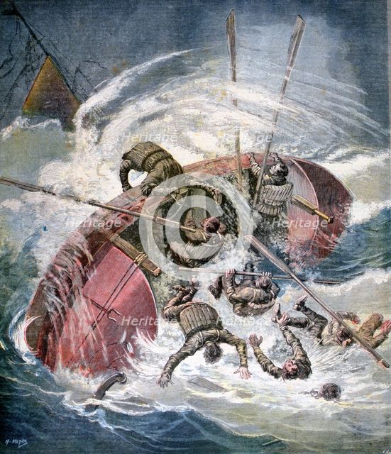 Rescue from a shipwreck in a storm off Les Sables-d'Olonne, France, 1891. Creator: Henri Meyer.