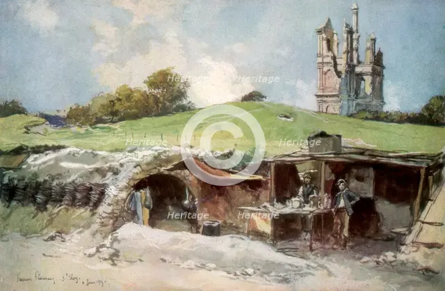 'Rescue station at Mont St Eloi', Artois, France, 6 June 1915 (1926). Artist: Francois Flameng
