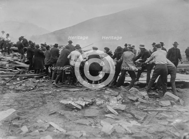 Rescuers at Austin pulling down ruins, between c1910 and c1915. Creator: Bain News Service.