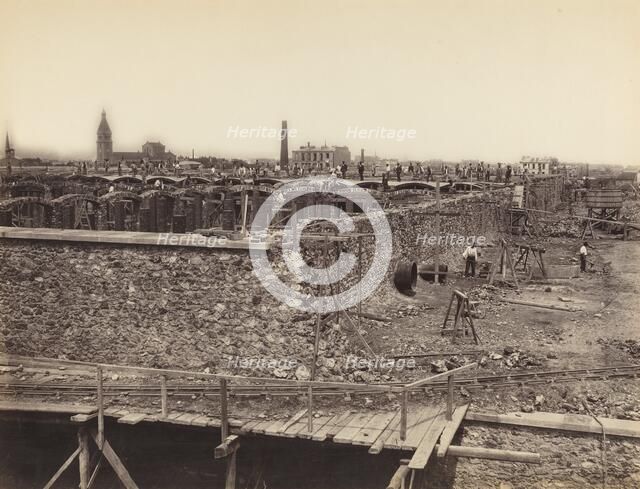 Réservoir de Montrouge, basin supérieur, côté droit (Montrouge Reservoir, Upper Basin...), c. 1870. Creator: Hippolyte-Auguste Collard.