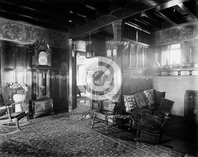 Residence of Dr. J.H. Lancashire, the hall and grandfather clock, Alma, Mich., between 1900 and 1910 Creator: Unknown.