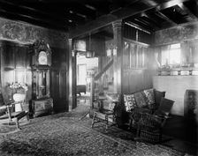 Residence of Dr. J.H. Lancashire, the hall and grandfather clock, Alma, Mich., between 1900 and 1910 Creator: Unknown
