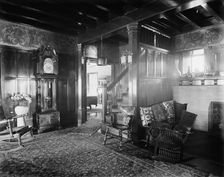 Residence of Dr. J.H. Lancashire, the hall and grandfather clock, Alma, Mich., between 1900 and 1910 Creator: Unknown