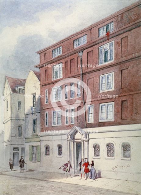 Residence of Titus Oates, Oat Lane, City of London, 1845.                             Artist: Frederick Napoleon Shepherd