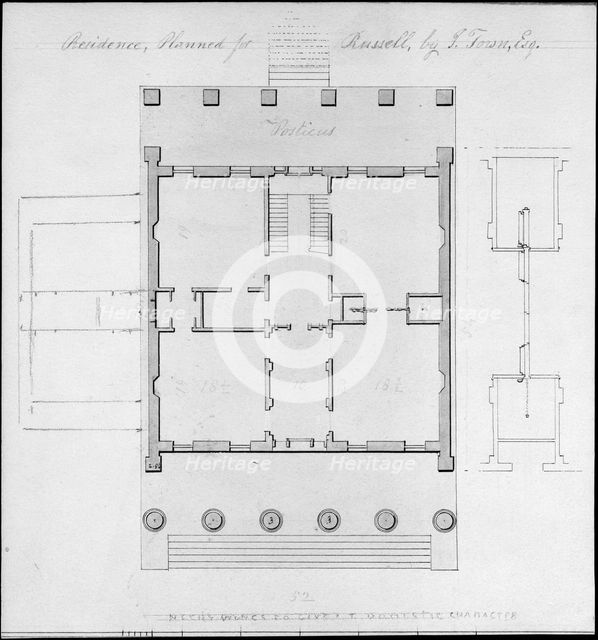 Residence, Planned for Russell, by I. Town, Esq., ca. 1828. Creator: Alexander Jackson Davis.