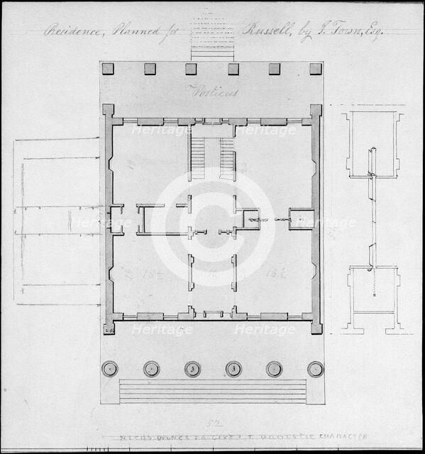 Residence, Planned for Russell, by I. Town, Esq., ca. 1828. Creator: Alexander Jackson Davis.