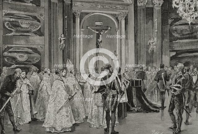 Response for Queen Maria Christina, (1806-1878) as her body is laid to rest in the Royal..., 1878.  Creator: Tomás Carlos Capuz.