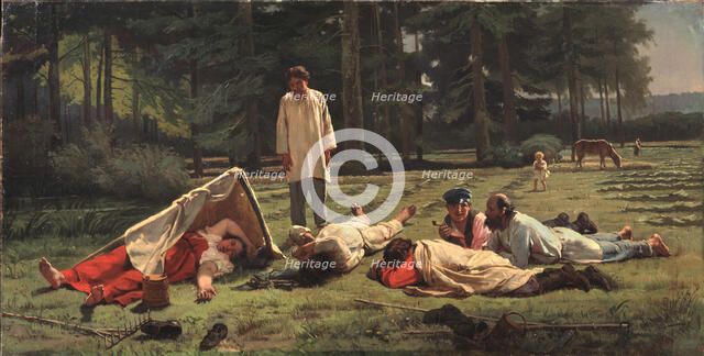 Rest at the Hay Harvest, 1887. Artist: Zhuravlev, Firs Sergeevich (1836-1901)