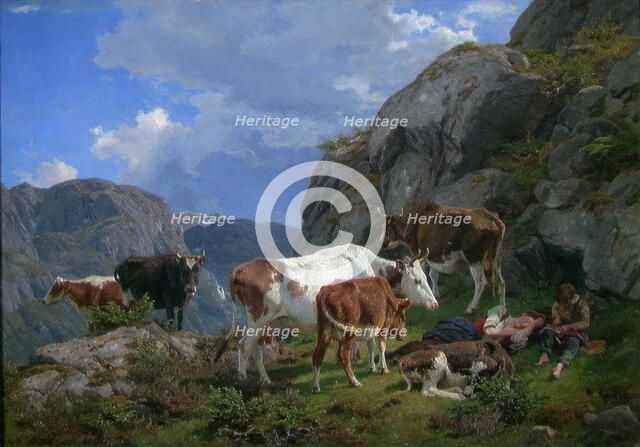 Rest at Noon in the Mountains, 1859. Creator: Anders Monsen Askevold.