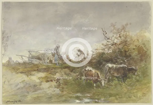Rest on the field, 1882. Creator: Anton Burger.