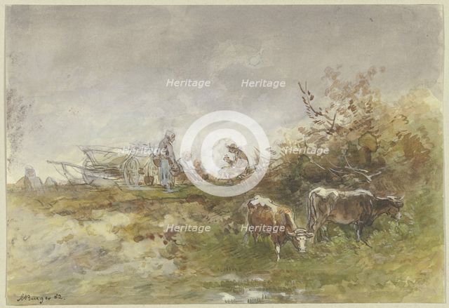 Rest on the field, 1882. Creator: Anton Burger.