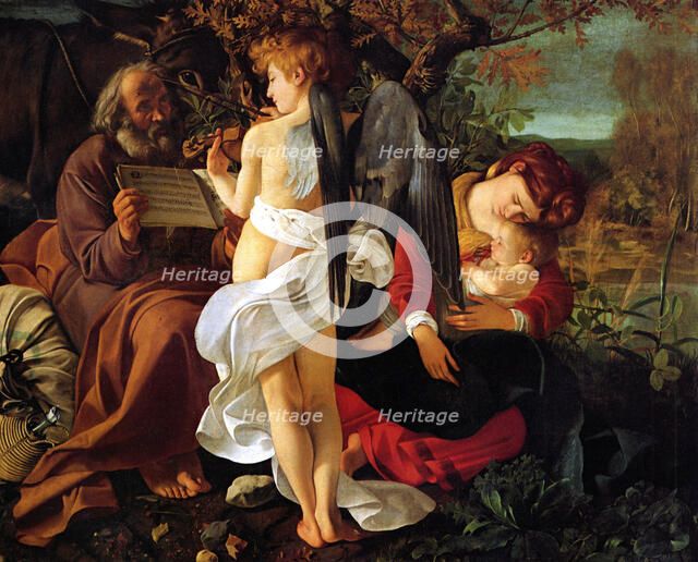 Rest on the Flight into Egypt, ca. 1597. Artist: Caravaggio, Michelangelo (1571-1610)