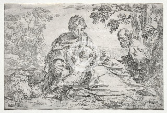 Rest on the Flight into Egypt. Creator: Simone Cantarini (Italian, 1612-1648).