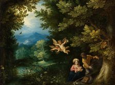 Rest on the Flight into Egypt. Creators: Jan Brueghel the Elder, Johannes Rottenhammer the elder