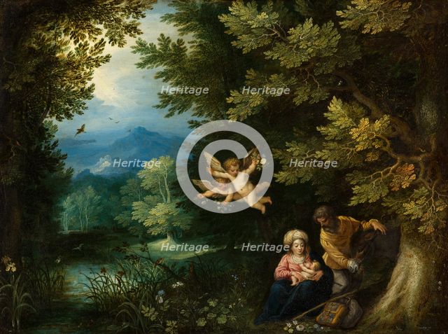 Rest on the Flight into Egypt. Creators: Jan Brueghel the Elder, Johannes Rottenhammer the elder.