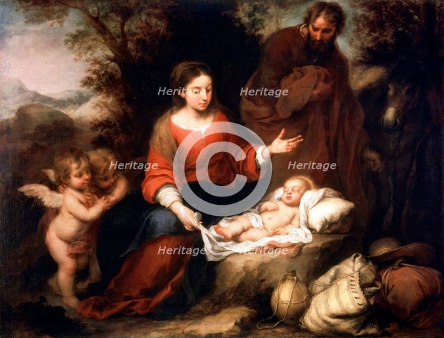 'Rest on the Flight into Egypt', c1665. Artist: Bartolomé Esteban Murillo 