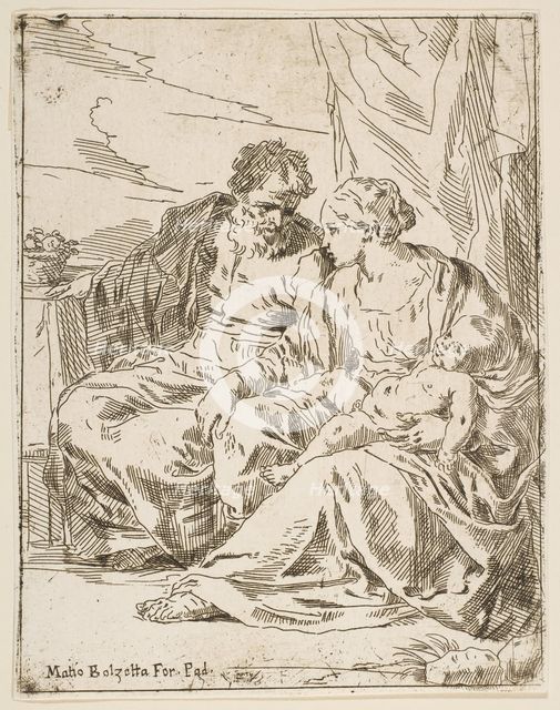 Rest on the flight into Egypt, Mary holding the infant Christ while St. ..., ca. 1637-1639 or after. Creator: Unknown.