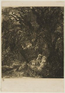 Rest on the flight into Egypt with Saddled Donkey, 1871. Creator: Rodolphe Bresdin